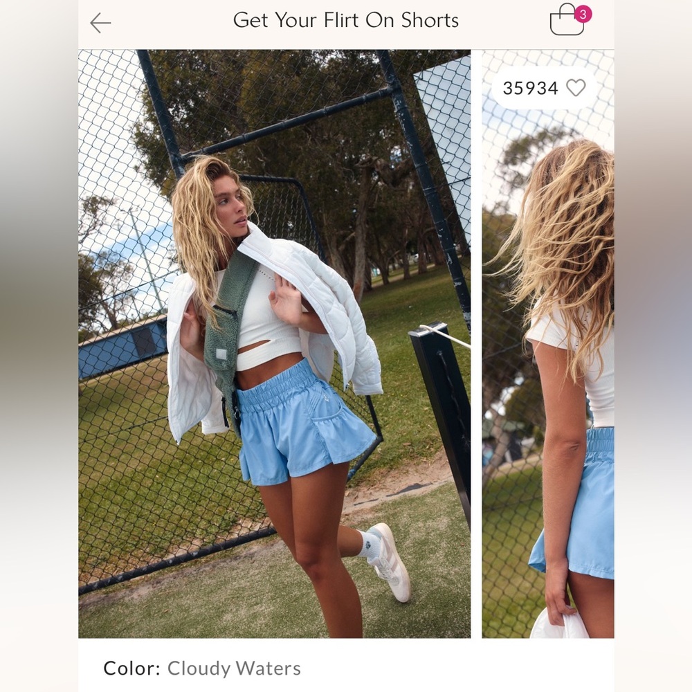 FP Movement by Free People Get Your Flirt On Shorts in Cloudy Waters